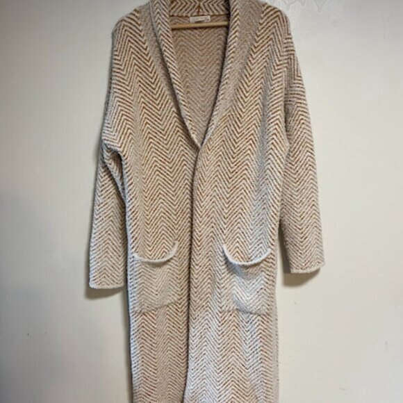 Ruby Moon Cozy Chenille Tan White Chevron Knit Duster Open Cardigan Size XXL - Picture 8 of 8